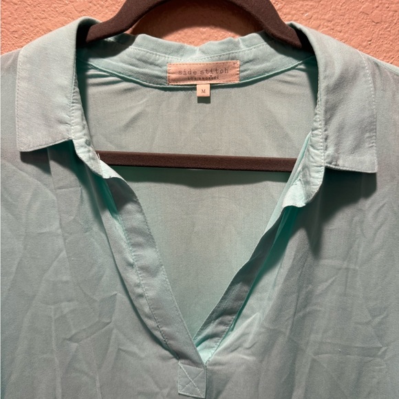 Side Stitch Light Blue Flowy Blouse size M - Picture 2 of 3